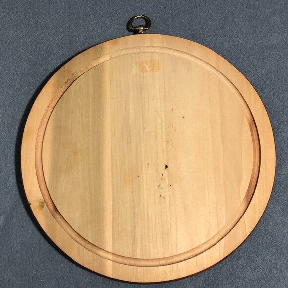 Vintage 1964 Berggren 12" Round Norwegian Rosemailing Wood Wall Plaque Signed - Picture 3 of 8